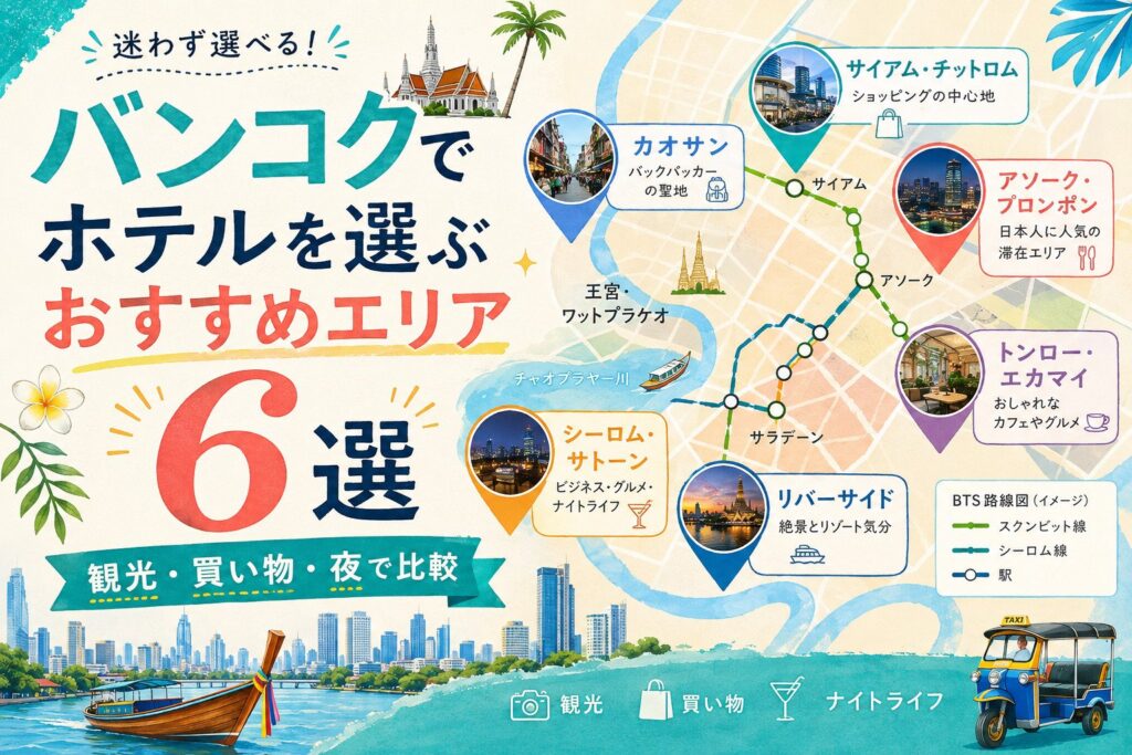 バンコクでホテルを選ぶおすすめエリア6選｜観光・買い物・夜で比較
